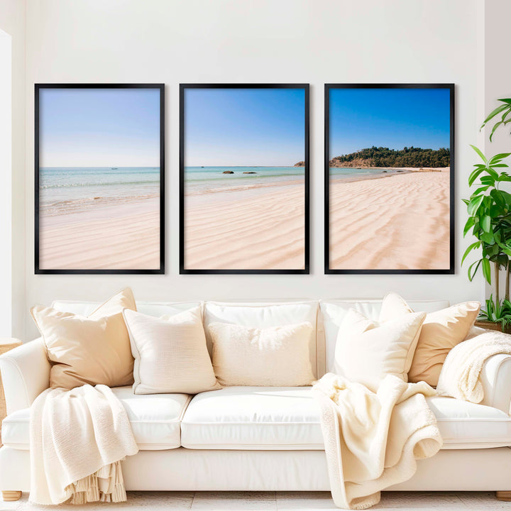 Minimal Coastal Wall Art – Open Beach and Sea Horizon - Black Framed Poster No Border - Artworksets