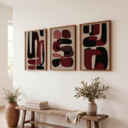 Organic Forms Modern and Abstract Paintings Set - Dark Brown Framed Poster No Border - Artworksets