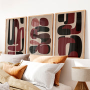 Organic Forms Modern and Abstract Paintings Set - Natural Wood Framed Poster No Border - Artworksets