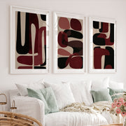 Organic Forms Modern and Abstract Paintings Set - White Framed Poster with White Border - Artworksets