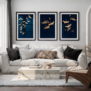 Cranes in Flight for modern japandi interior design - Black Framed Poster with White Border - Artworksets