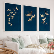 Cranes in Flight for modern japandi interior design - White Framed Poster No Border - Artworksets