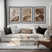 Mountain Relief modern japandi style in Warm Ivory - Black Framed Poster with White Border - Artworksets