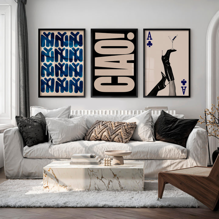 Modern Retro Wall Art Featuring Bold CHAÓ Typography - Black Framed Poster No Border - Artworksets