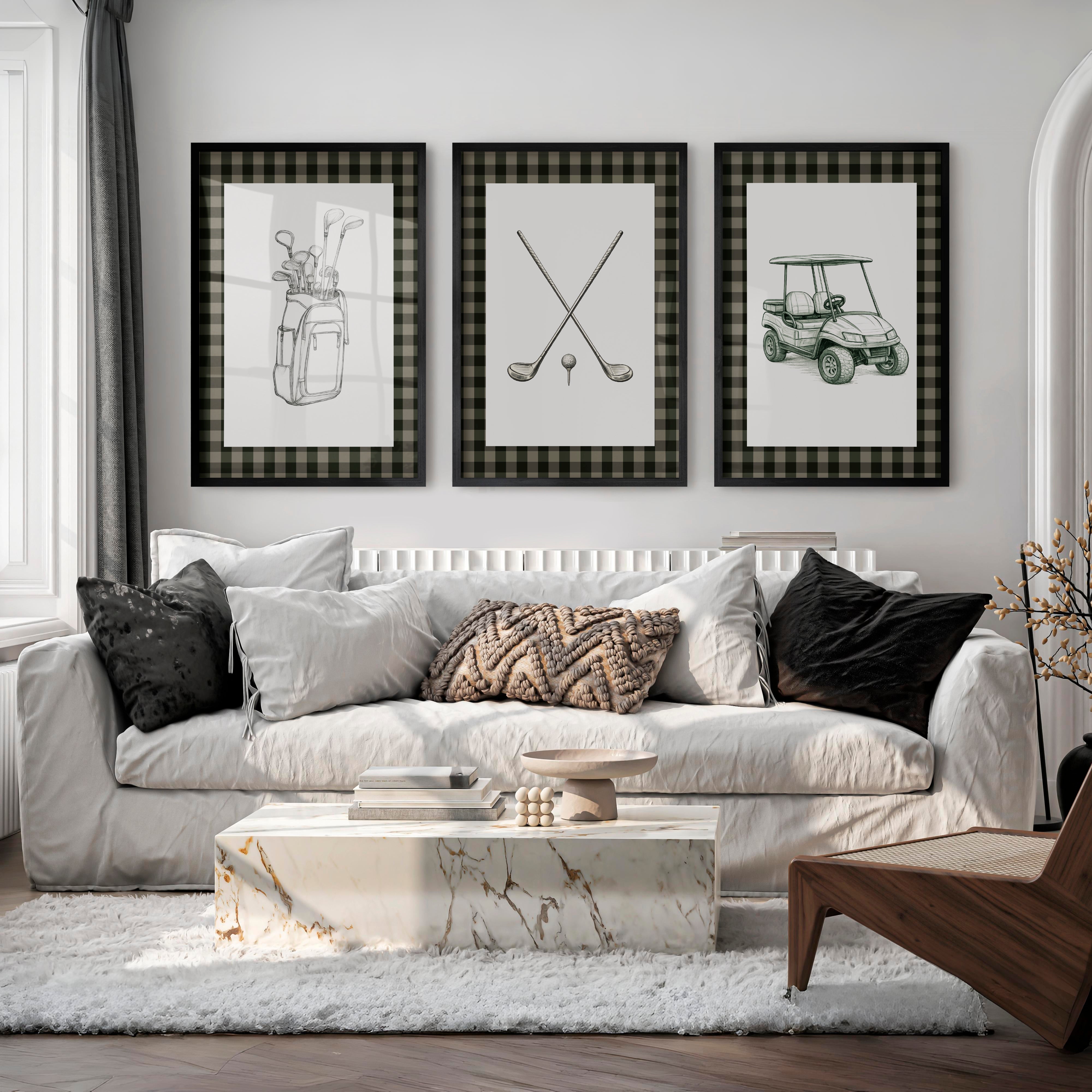 Golf Sketch modern retro wall decor - Black Framed Poster No Border - Artworksets
