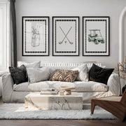 Golf Sketch modern retro wall decor - Black Framed Poster with White Border - Artworksets