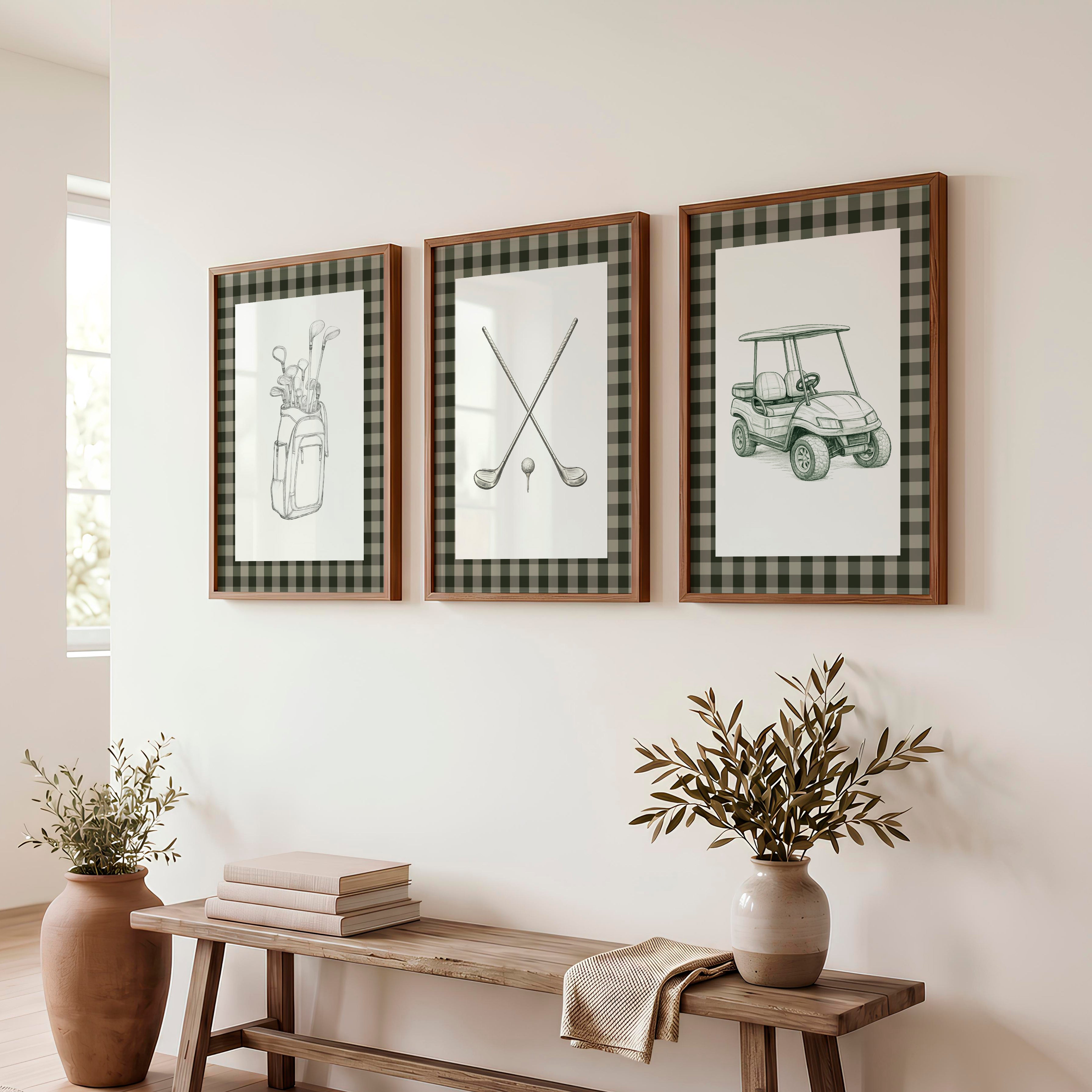 Golf Sketch modern retro wall decor - Dark Brown Framed Poster No Border - Artworksets