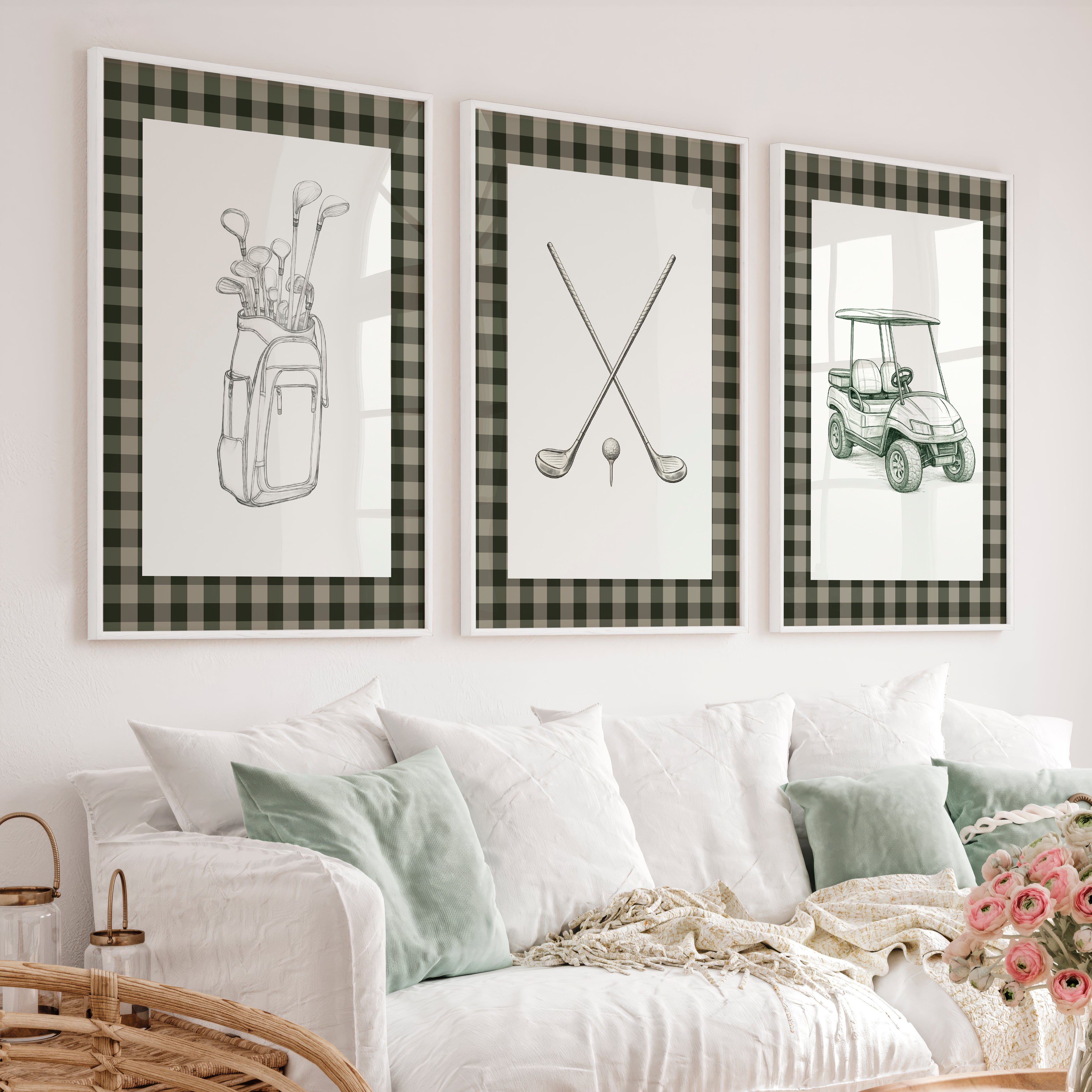 Golf Sketch modern retro wall decor - White Framed Poster No Border - Artworksets
