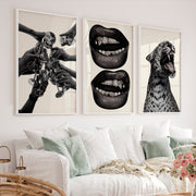 Leopard Lips Modern Retro Wall Decor - White Framed Poster No Border - Artworksets