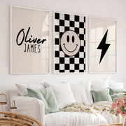 Oliver James Set with Modern Vintage Artwork - White Framed Poster No Border - Artworksets