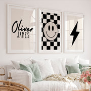 Oliver James Set with Modern Vintage Artwork - White Framed Poster with White Border - Artworksets
