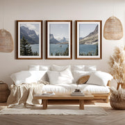 Montana Glacier National Park. Mountain Lake. Travel Wall Art - Dark Brown Framed Poster with White Border - Artworksets