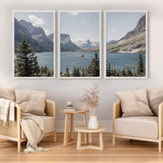 Montana Glacier National Park. Mountain Lake. Travel Wall Art - White Framed Poster No Border - Artworksets