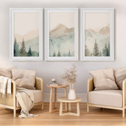 Nature Prints – Modern Minimal Forest Wall Art Set - White Framed Poster with White Border - Artworksets