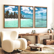 Palm Shore Nautical Beach Wall Art - Dark Brown Framed Poster No Border - Artworksets