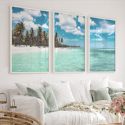 Palm Shore Nautical Beach Wall Art - White Framed Poster No Border - Artworksets