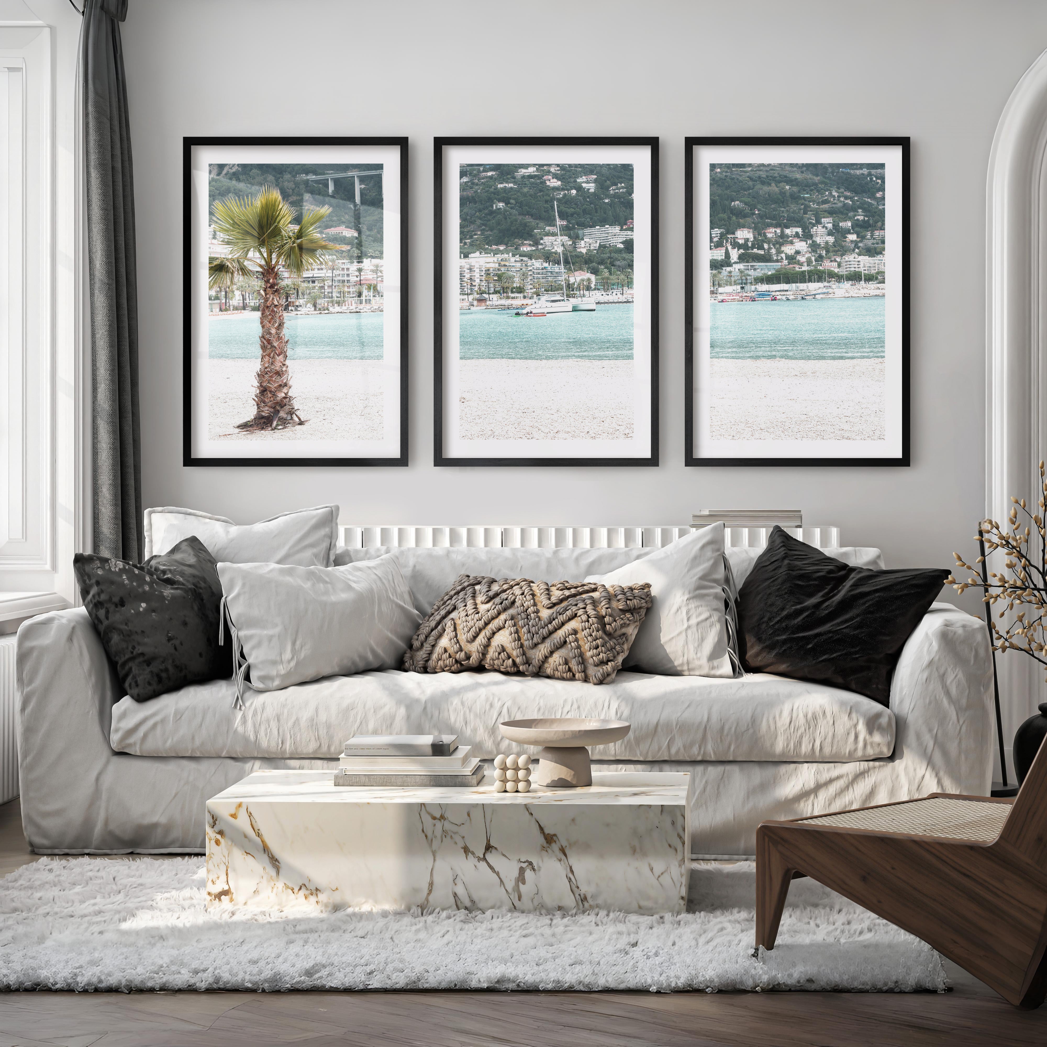 Harbor Palm nautical coastal wall art - Black Framed Poster with White Border - Artworksets