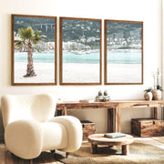 Harbor Palm nautical coastal wall art - Dark Brown Framed Poster No Border - Artworksets