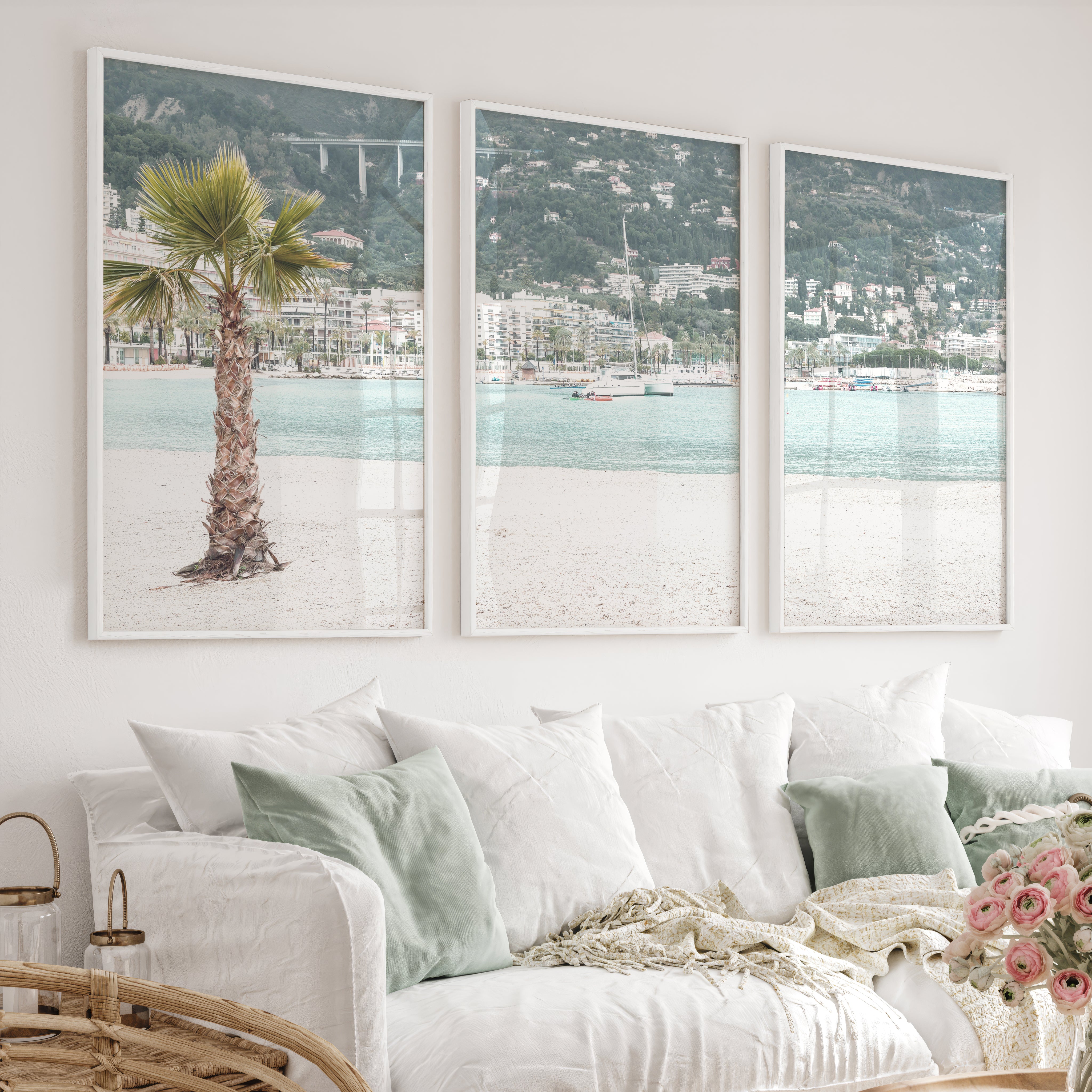 Harbor Palm nautical coastal wall art - White Framed Poster No Border - Artworksets