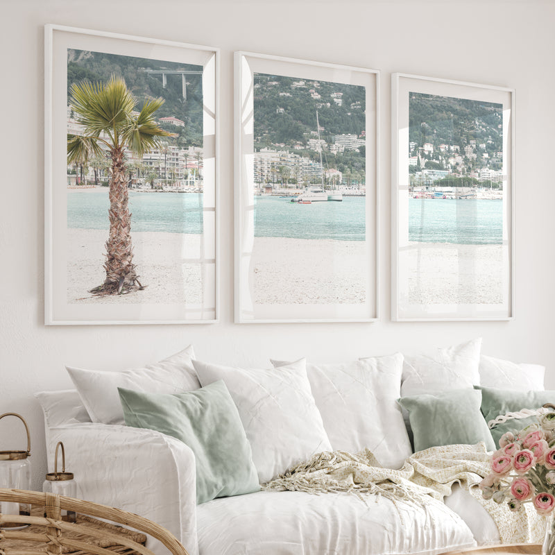 Harbor Palm nautical coastal wall art - White Framed Poster with White Border - Artworksets