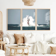 Ocean Beacon Nautical Framed Wall Art - Natural Wood Framed Poster No Border - Artworksets