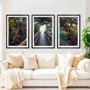Nautical Wall Art Decor – Wooden Walkway to the Beach - Black Framed Poster with White Border - Artworksets