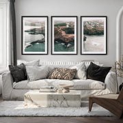 Rocky Coast Nautical Wall Art Decor - Black Framed Poster with White Border - Artworksets