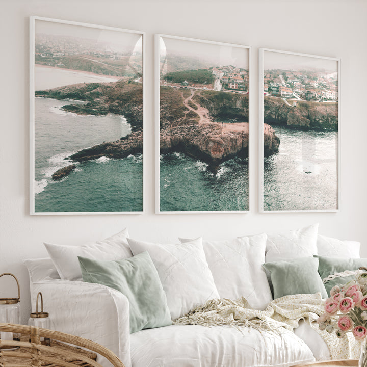 Rocky Coast Nautical Wall Art Decor - White Framed Poster No Border - Artworksets