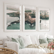 Rocky Coast Nautical Wall Art Decor - White Framed Poster with White Border - Artworksets