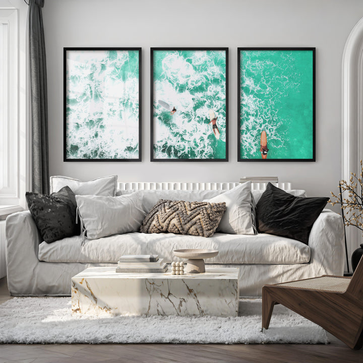 Overhead Surfboards Nautical Wall Art - Black Framed Poster No Border - Artworksets