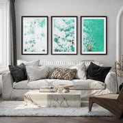 Overhead Surfboards Nautical Wall Art - Black Framed Poster with White Border - Artworksets