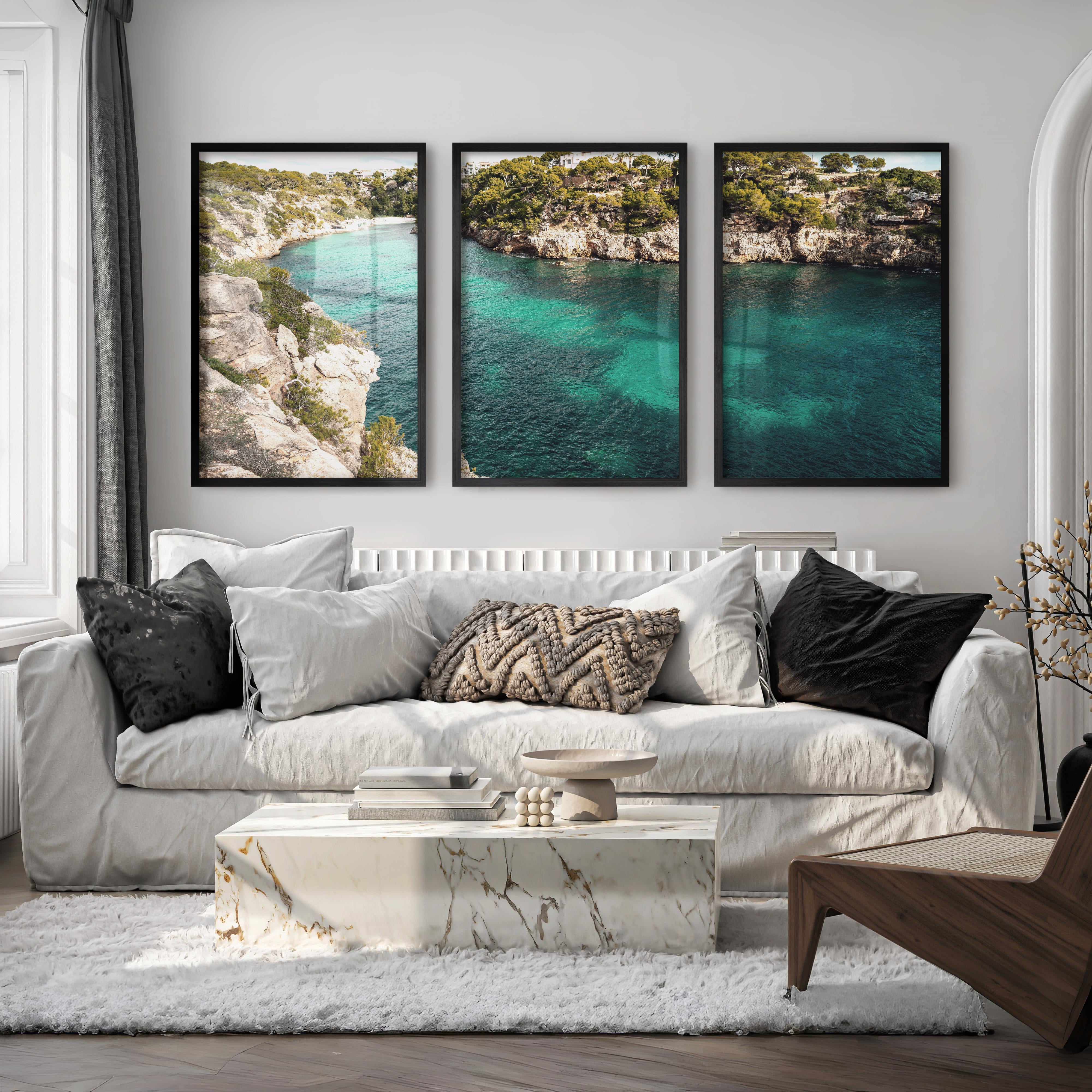 Turquoise Cove Nautical Wall Decor for Living Room - Black Framed Poster No Border - Artworksets