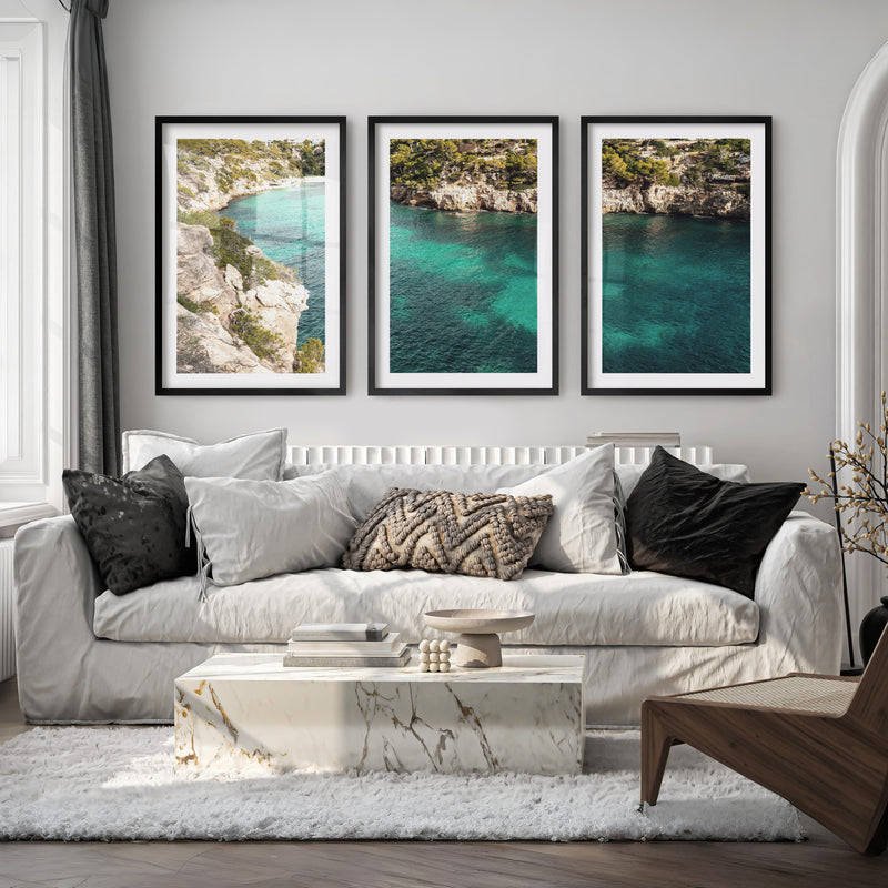 Turquoise Cove Nautical Wall Decor for Living Room - Black Framed Poster with White Border - Artworksets