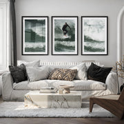 Surfer Wave Nautical Wall Decor - Black Framed Poster with White Border - Artworksets