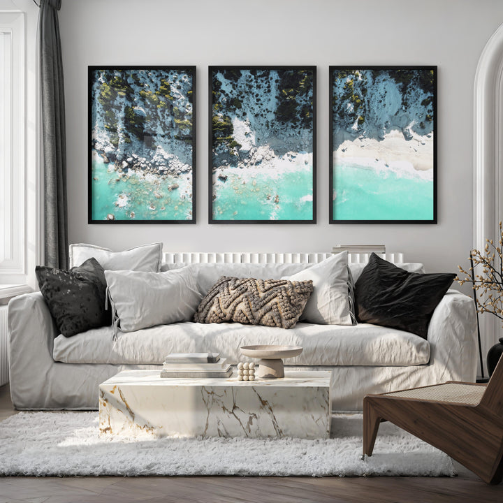 Rocky Cove Nautical Wall Pictures - Black Framed Poster No Border - Artworksets