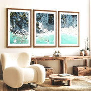 Rocky Cove Nautical Wall Pictures - Dark Brown Framed Poster with White Border - Artworksets