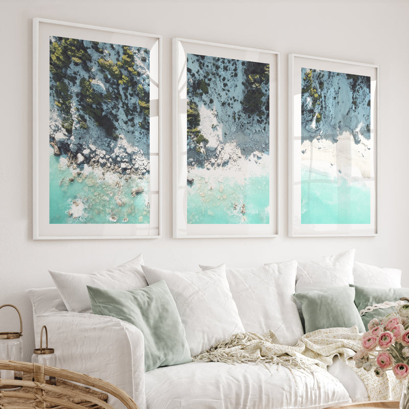 Rocky Cove Nautical Wall Pictures - White Framed Poster with White Border - Artworksets