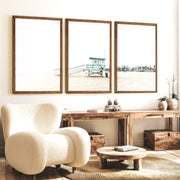Lifeguard Tower navy coastal wall art - Dark Brown Framed Poster No Border - Artworksets
