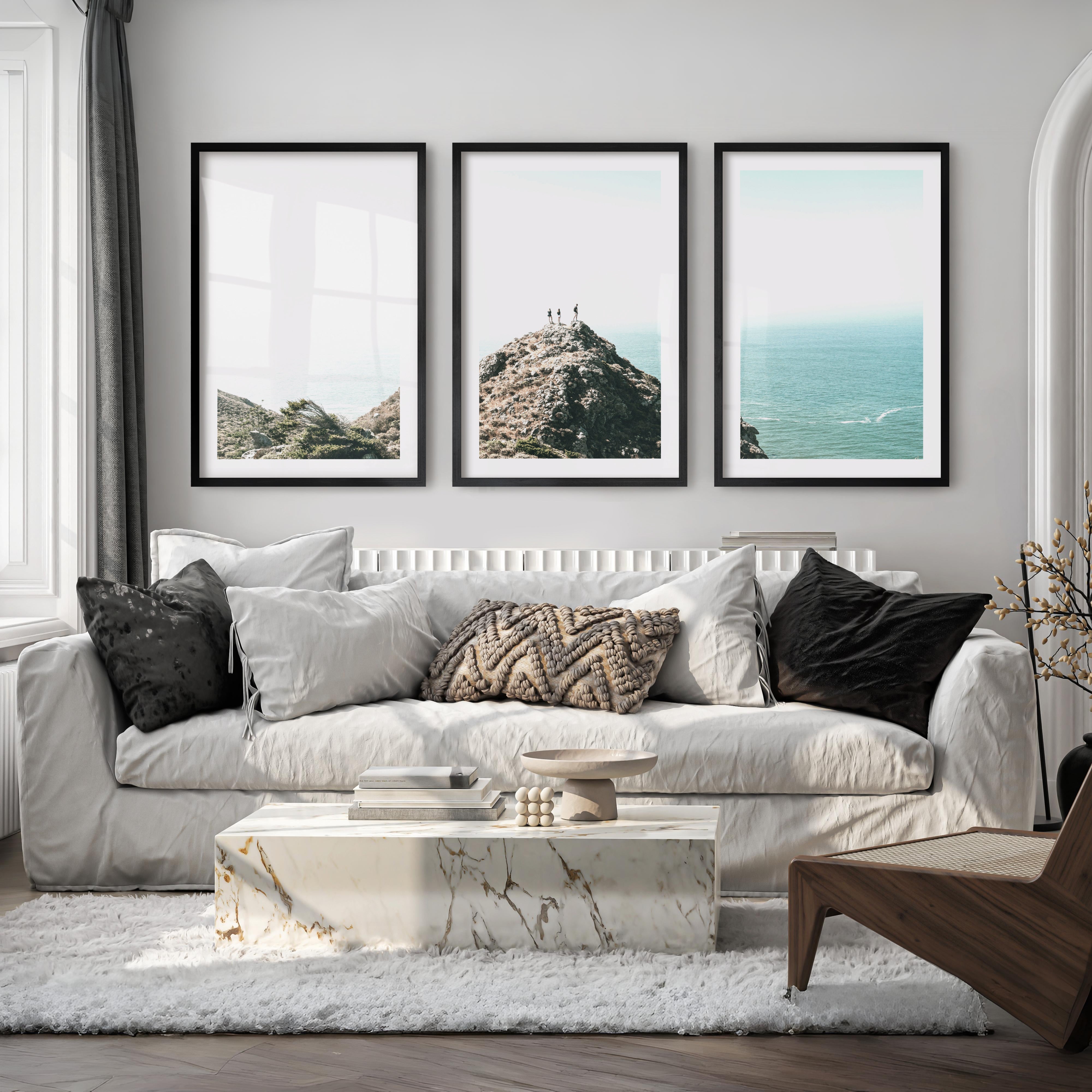 Ocean Ridge navy coastal wall art - Black Framed Poster with White Border - Artworksets