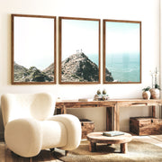 Ocean Ridge navy coastal wall art - Dark Brown Framed Poster No Border - Artworksets
