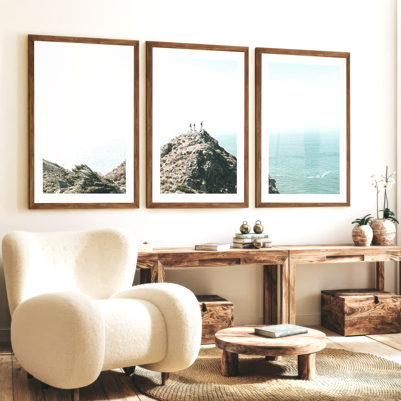 Ocean Ridge navy coastal wall art - Dark Brown Framed Poster with White Border - Artworksets