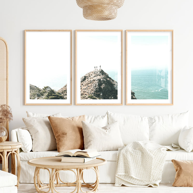 Ocean Ridge navy coastal wall art- Natural Wood Framed Poster with White Border - Artworksets