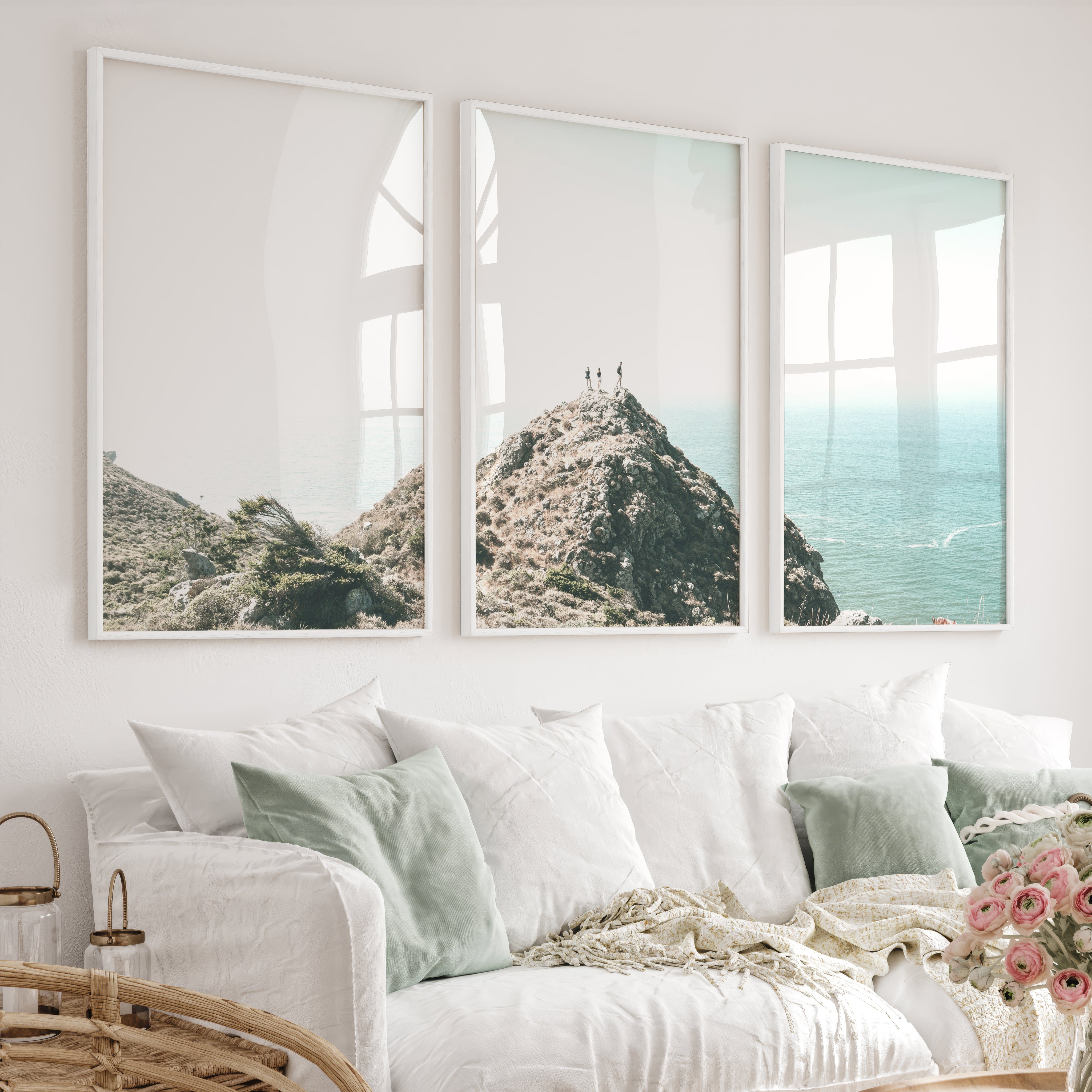 Ocean Ridge navy coastal wall art - White Framed Poster No Border - Artworksets