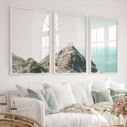 Ocean Ridge navy coastal wall art - White Framed Poster No Border - Artworksets