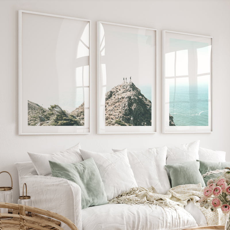 Ocean Ridge navy coastal wall art - White Framed Poster with White Border - Artworksets