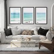 Turquoise Shore ocean art - Black Framed Poster with White Border - Artworksets