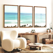 Turquoise Shore ocean art - Dark Brown Framed Poster No Border - Artworksets