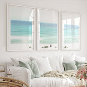 Turquoise Shore ocean art - White Framed Poster with White Border - Artworksets