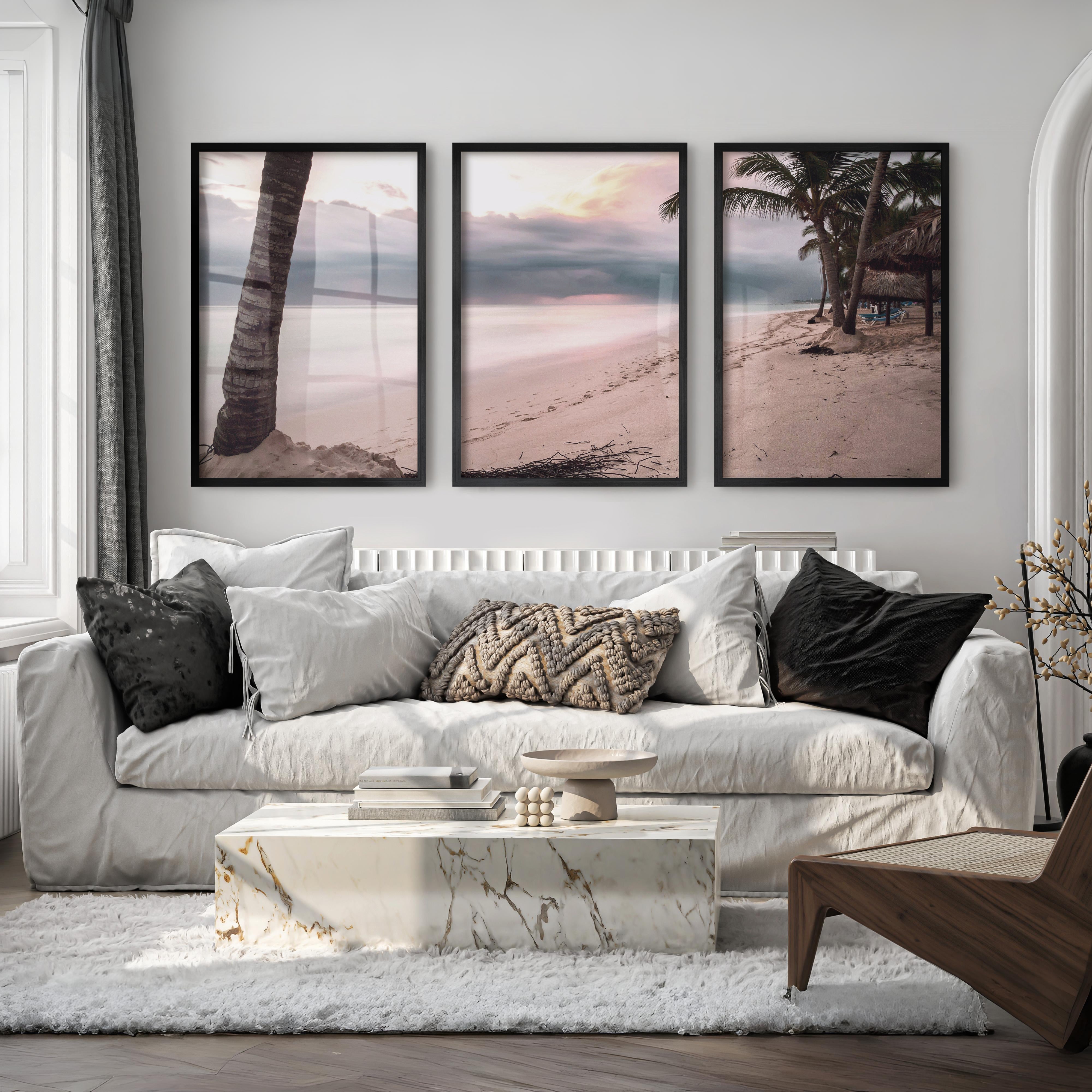 Palm Beach Sunset ocean artworks - Black Framed Poster No Border - Artworksets