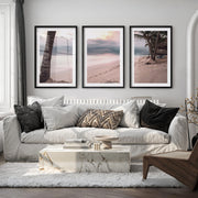 Palm Beach Sunset ocean artworks - Black Framed Poster with White Border - Artworksets